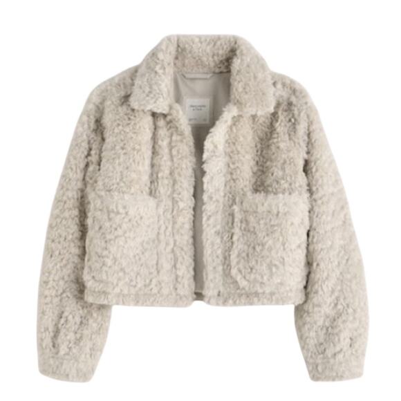 Abercrombie & Fitch Jackets & Blazers - ABERCROMBIE & FITCH | Teddy Cropped Jacket Lined Button Front Collar Sz S